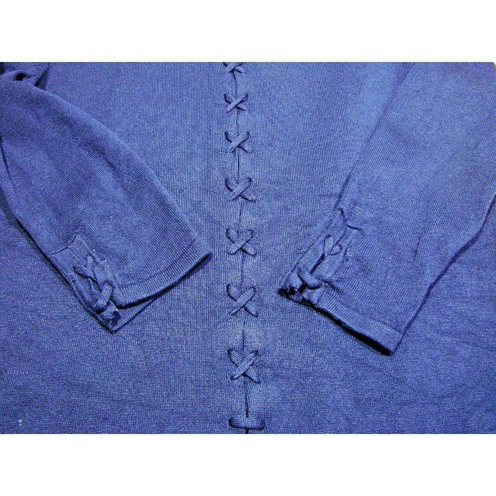 Lety & Me Womens Braided Cardigan Sweater Navy Blue Open Front 3/4 Sleeves Sz XS - Picture 5 of 11